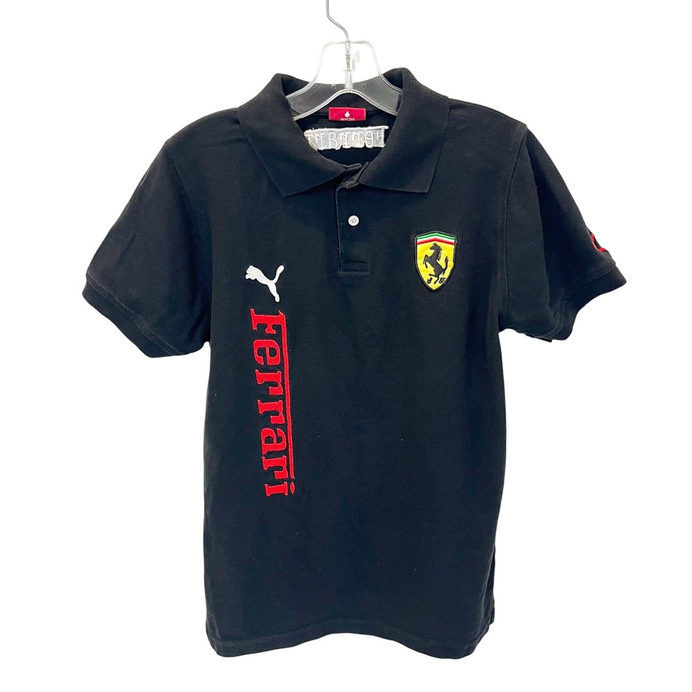 PUMA‎ Ferrari Scuderia Mens Polo Shirt Black Short Sleeve F1 Racing - Size Small